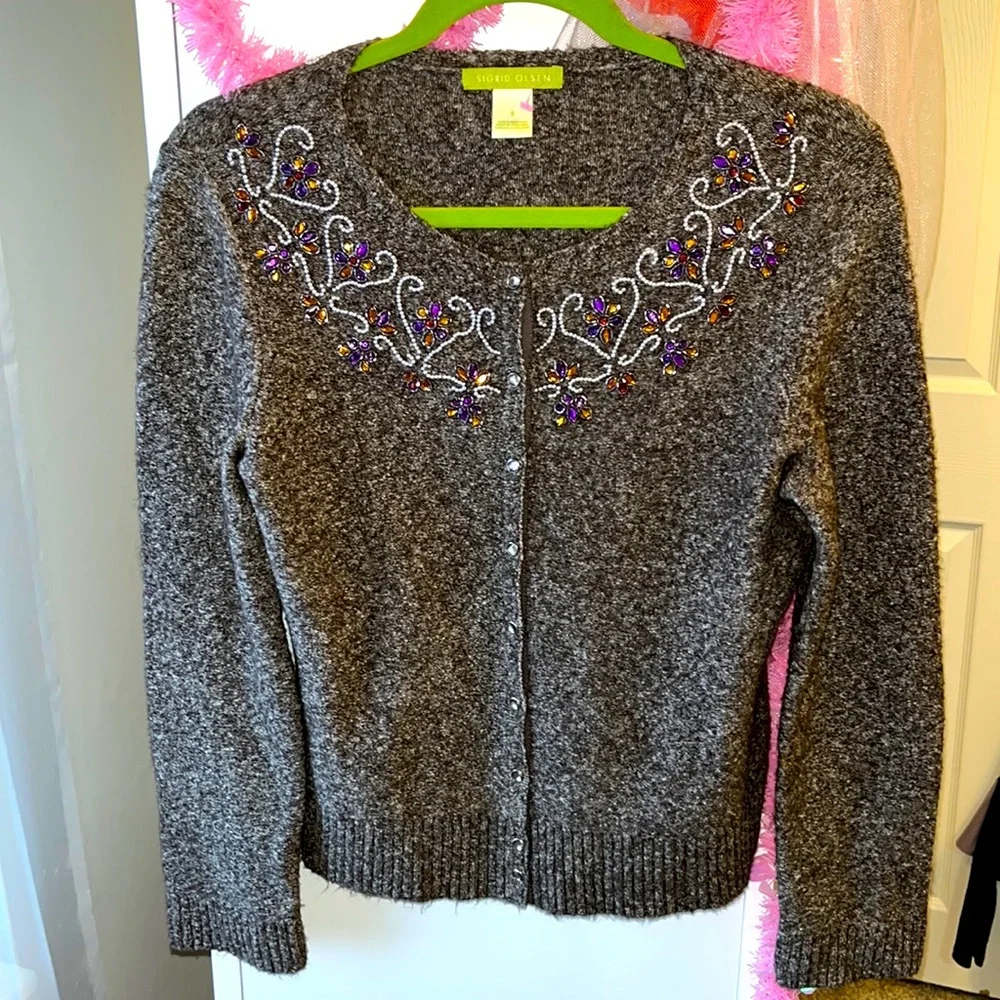 NWOT Sigrid Olson embellished cardigan Size S - Picture 1 of 7
